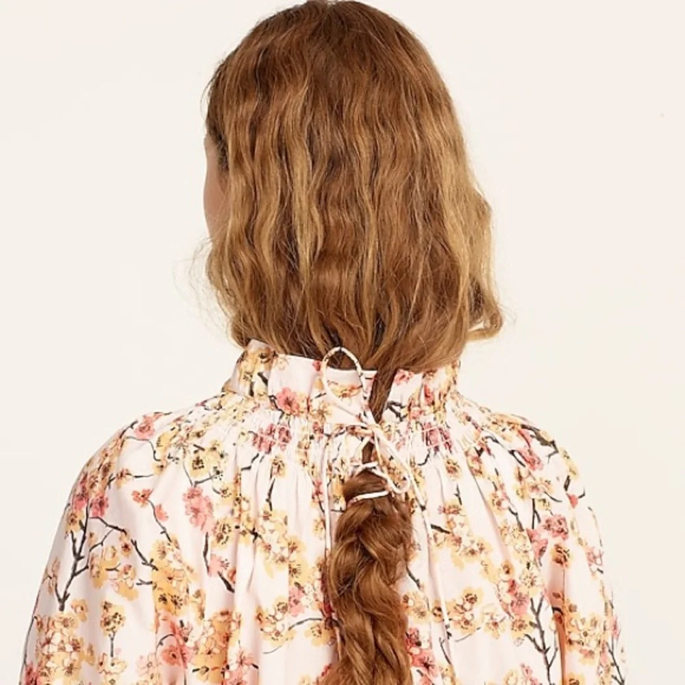 J.Crew Smocked neck puff-sleeve dress in cherry blossoms BA926